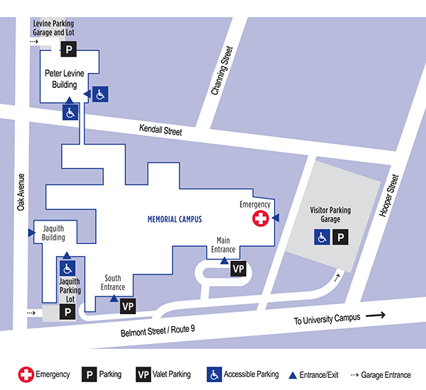 Parking map for Memorial Campus