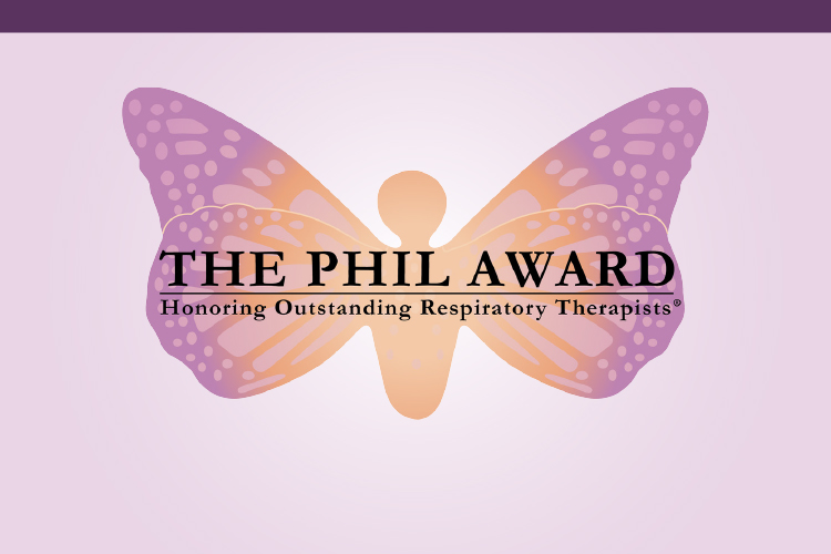 The PHIL Award butterfly logo with the text Honoring Outstanding Respiratory Therapists.